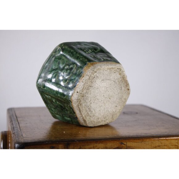 Antique Chinese hexagonal green ginger jar 3.5", small size ginger jar, - Picture 6 of 10
